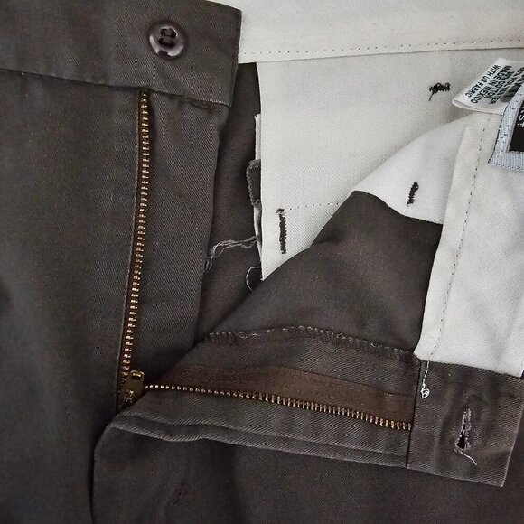 UniFirst Soft Twill Chino Flat Front Cotton Blend Gray Uniform Workwear Pants - Picture 5 of 9